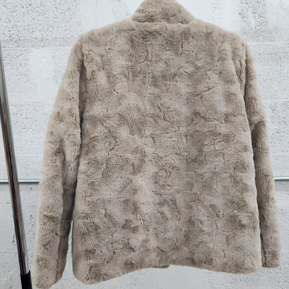 NWT Nicole Miller Reversible Faux Fur Puffer Jacket Tan Size Small - Picture 8 of 16